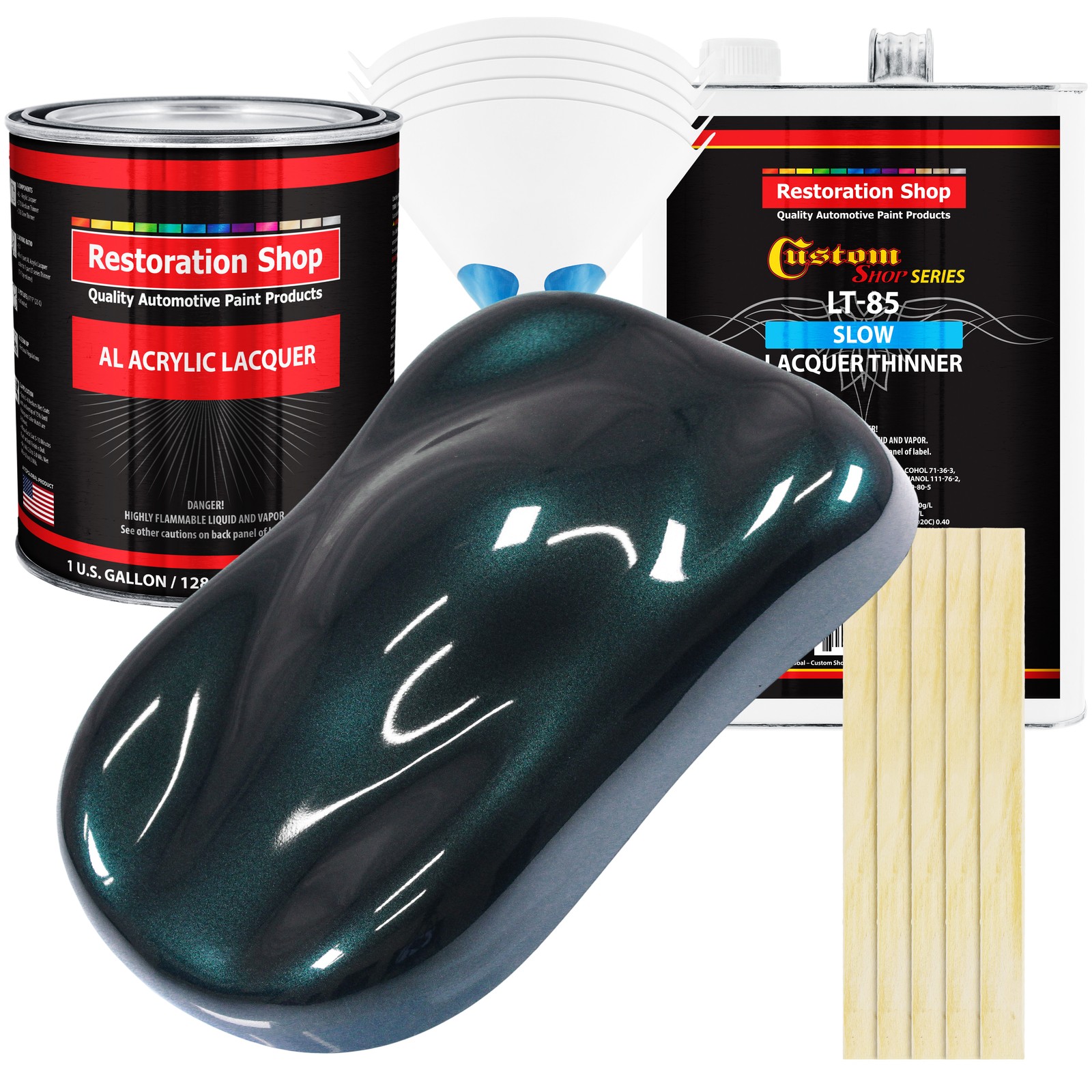 Dark Turquoise Metallic Acrylic Lacquer Auto Paint Kit with Slow Thinner – 1 Gallon  