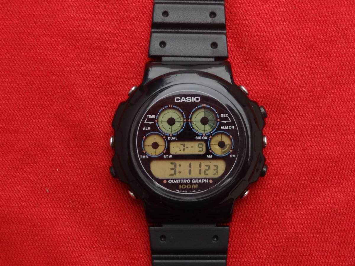 Vintage RARE Casio Qgw-10 927 Module Quattro Graph LCD Men's
