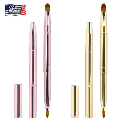 2 Pack Retractable Lip Brush for Lipstick Lip Gloss Double-Ended Lip Makeup Brus