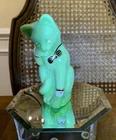Fenton Glass Chameleon  Green Tuxedo Cat