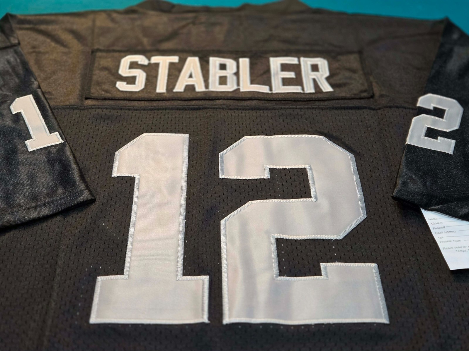 KEN STABLER **LARGE* 1970'S STYLE RAIDERS THROWBACK, SEWN, NEW!