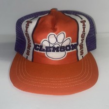 Vintage Rare Clemson Tigers Orange Trucker Ha...