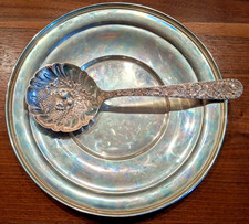 Kirk & Son Engraved Sterling Silver Tray & spoon 10.2 troy, each apprx 9 inches