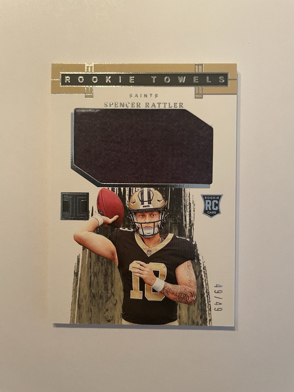 SPENCER RATTLER 2024 Impeccable #RT-SRR Rookie Towels 49/49 RC Patch Saints