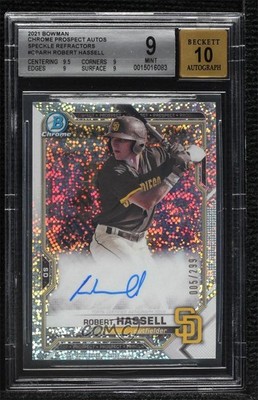 2021 Bowman Chrome Prospects Speckle Refractor 5/299 Robert Hassell III Auto 0m8