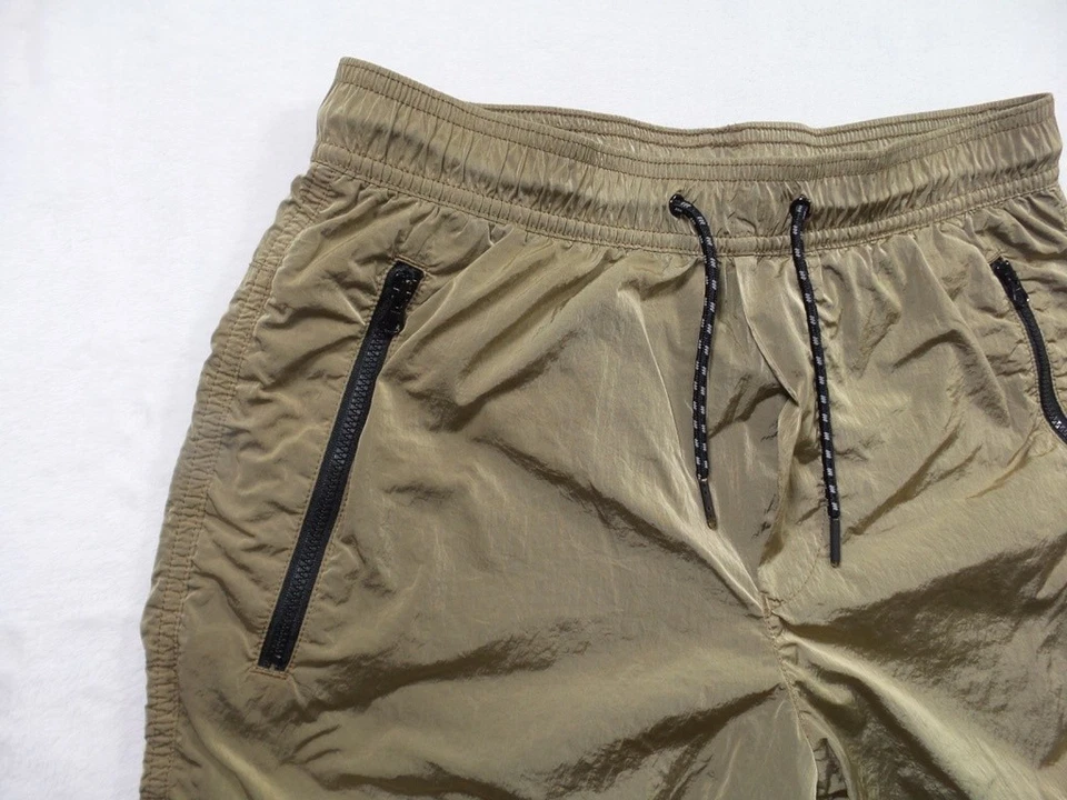 Pantalones Cortos American Eagle Para Hombre Extra Pequeños Marrón Nylon Cordón Bolsillos con Cremallera Foto 2 de 4