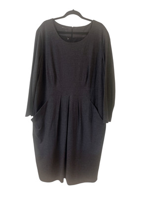 Layfayette 148 New York gray 100% virgin wool dress sz 18