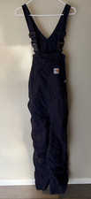 Carhartt Flame Resistant Navy Cotton Work Bib Overalls 38x34