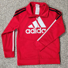 Adidas Red Full Zip Track Jacket Youth Size Small S 8 Logo Athletic Activewear