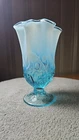 Fenton Aqua Blue & Opalescent Lily of the Valley 6.5"  Swung Vase UV REACTIVE