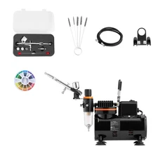 Uimoso Airbrush Kit with Compressor, 1/6 HP, 1 Airbrush, 3 Nozzles, and Hose