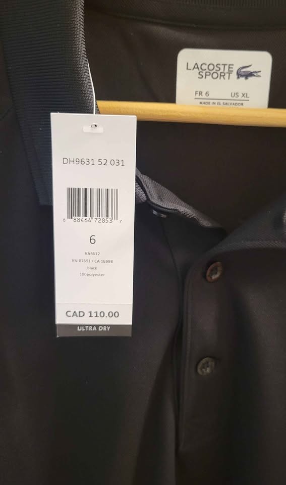 Men’s Lacoste Polo/Golf T-Shirt — Size XL Black thumbnail 4