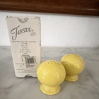 Fiesta Yellow Ceramic Salt & Pepper Shakers Pair, Glossy Solid Round, 2000-09