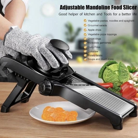 Mandoline Food Slicer Stainless Steel Grater Peeler 5 Blades Holder