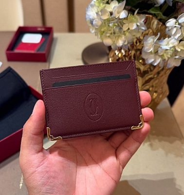 Cartier Double Card Holder Red Leather Must de Cartier NIB Luxury