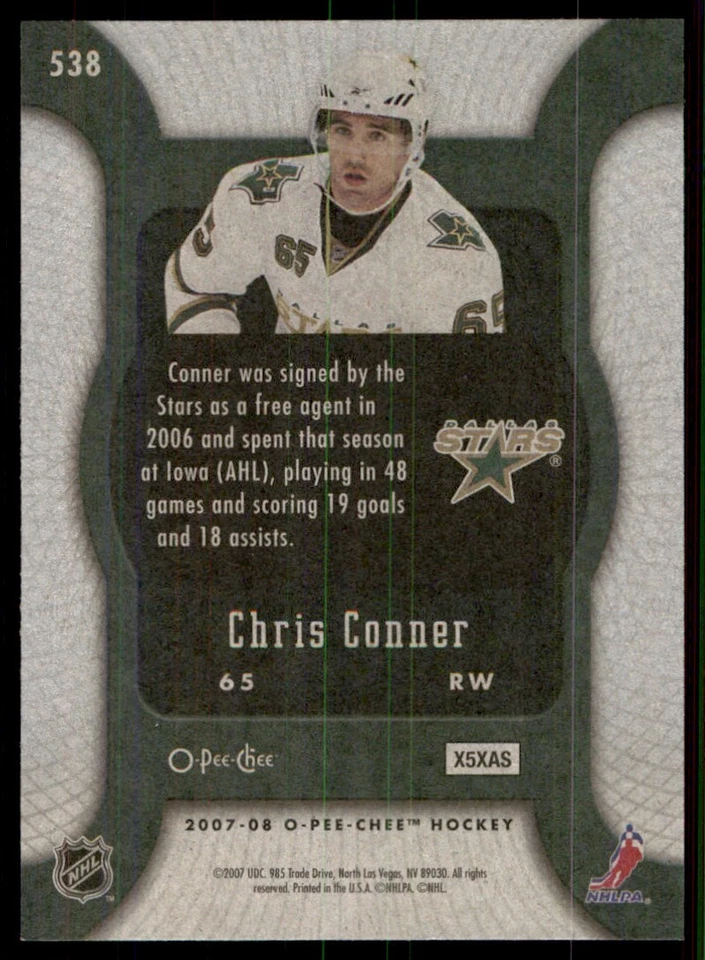 2007-08 O-Pee-Chee Chris Conner RC Dallas Stars #538 - Image 2 of 2