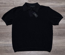 NEW Rag  Bone Willy Knit Mesh Polo Shirt Men  s Size Large Black 258