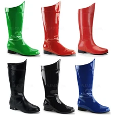 Pleaser Funtasma Low Heel Knee High Pull On Superhero Boots Adult Men Hero100