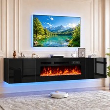70'' Floating TV Stand with 36" Electric Fireplace, Wall Mounted Entertainment