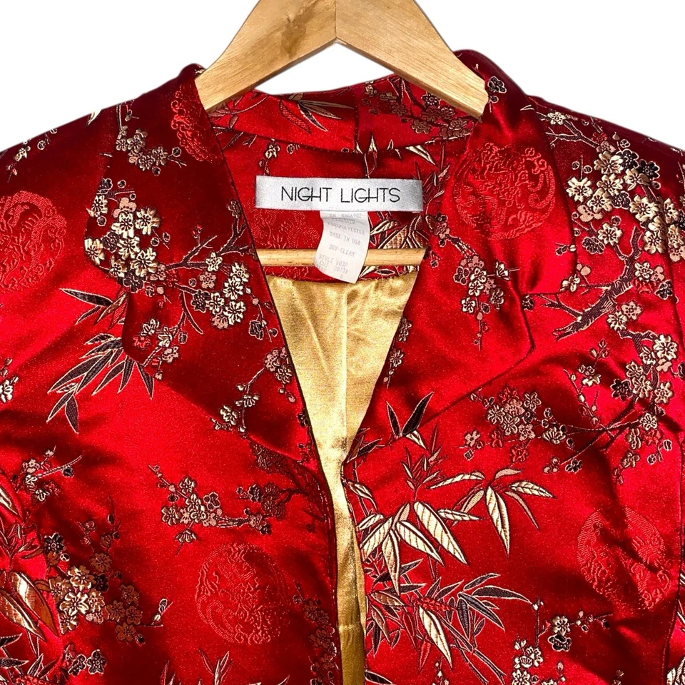 Blazer Night Lights de Michael Calderón Vintage Mezcla Seda Asiático Oriental Talla 8 Foto 2 de 4