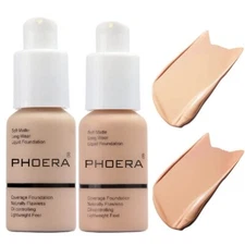 2 Pack PHOERA Foundation 102# Nude and 103# Warm PeachSoft Matte Oil Control ...