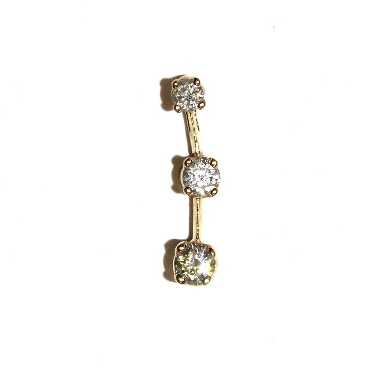 14k yellow gold .45ct SI2 H diamond 3 stone pendant necklace 1.1g estate