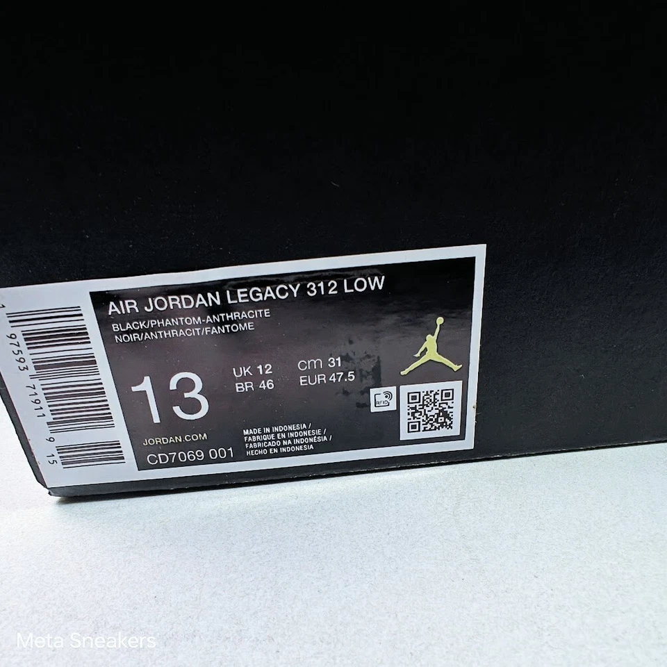 Air Jordan EE. UU. 13 Para hombres Negro/Blanco Nike Retro 23 Legacy 312 Bajo - CD7069 001 NUEVO EN CAJA Foto 3 de 4