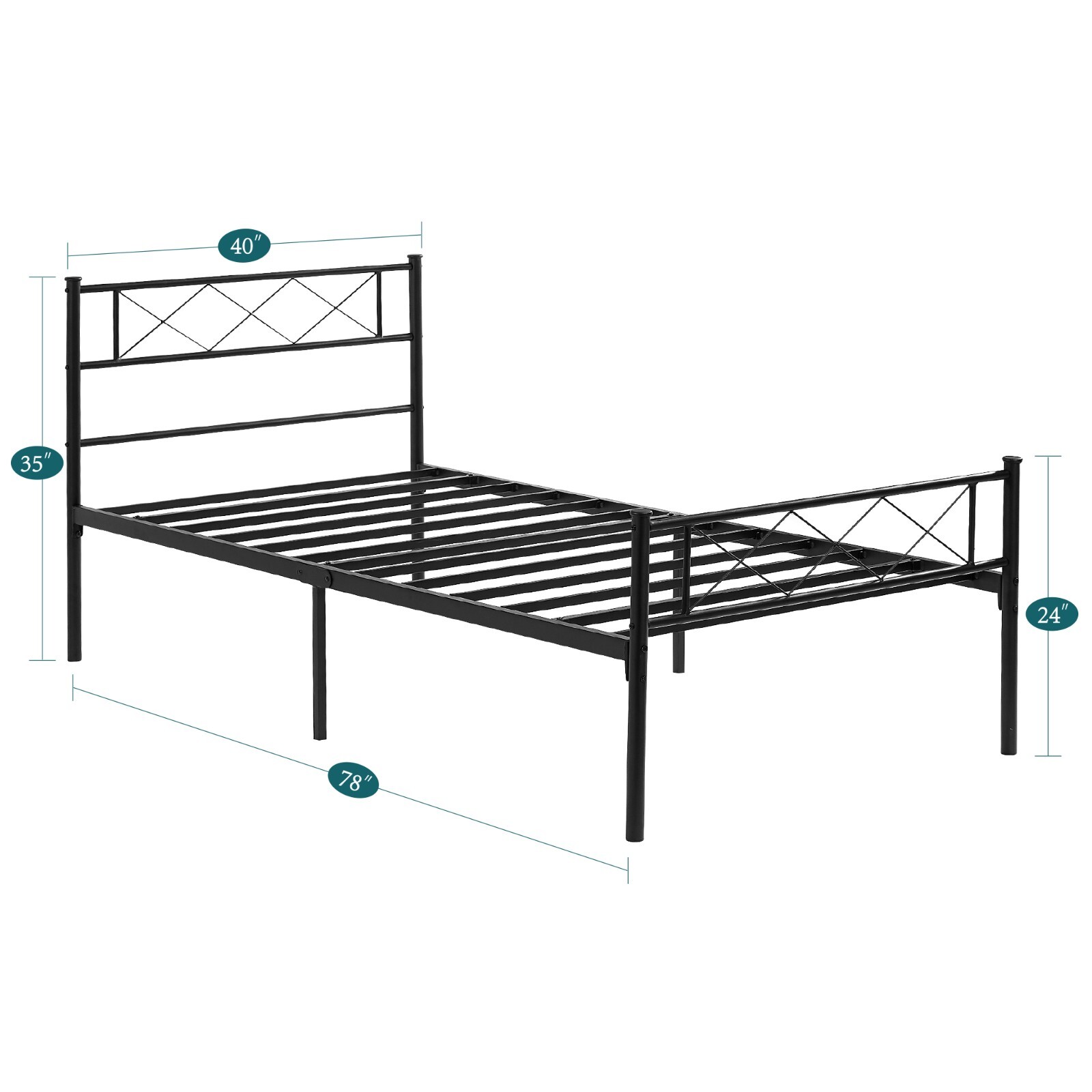 VECELO Metal Bed Frame Twin/Full/Queen Size Bedstead Platform Base w/Headboard