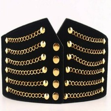 Women Girdle Rivet Belt Stud Waistband Chain Punk Corset Elastic Decor New