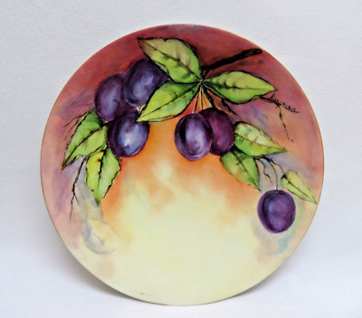 Signed Limoges France Cabinet Plate ~ Purple Plums