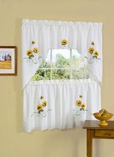 Juego de cortinas con niveles y adornos para cocina y dormitorio