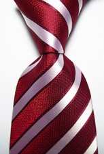 New Classic Striped Red Pink JACQUARD WOVEN 100 Silk Men's Tie Necktie