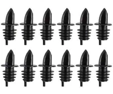 (Pack of 12) Black Free-Flow Liquor Pourer, Bottle Pour Spouts
