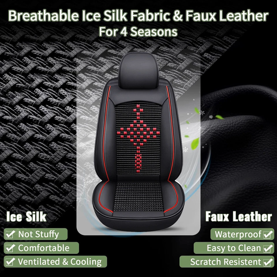 For Volkswagen Cool Leather Ice Silk Car Seat Covers Front/Full Set Cushions Foto 2 de 4