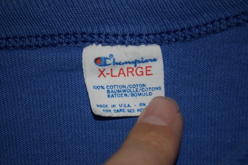 Champion vtg Blue Usa made t shirt Tag XL Fits Men's Large DAMAGE - Bild 2 von 6