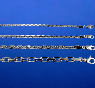 14K Weißgold MASSIV Rolo Kabel Gliederkette Armband echt 2,5 mm-5 mm 7''-9''