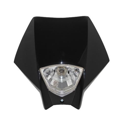 Phare avant universel noir pour moto 50cc à boîte et mobylette