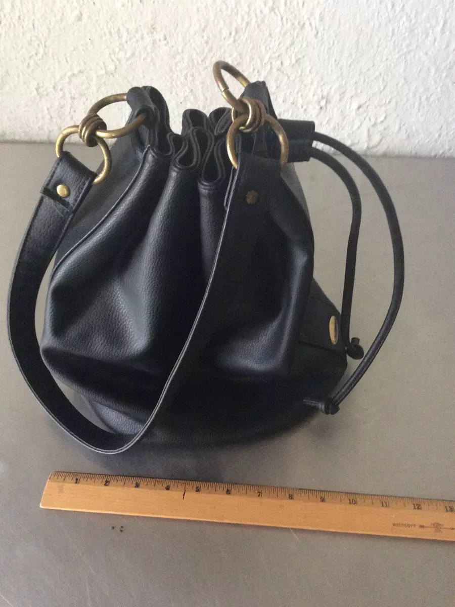 Liz Claiborne Black LEATHER Bucket Bag Purse EUC | eBay