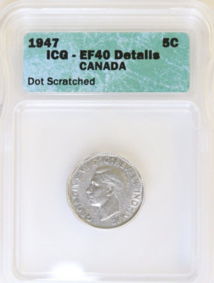 1947 CANADIAN NICKEL W/DOT ICG EF 40 | eBay
