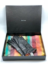 $195 Paul Smith Womens Leather Gloves and Scarf Set sz.L