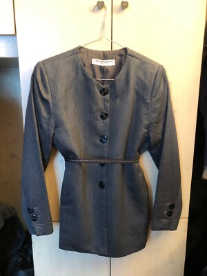YVES SAINT LAURENT YSL LEFT BANK LUXURY BLAZER JACKET WOOL DARK GREY AUTH FR 44