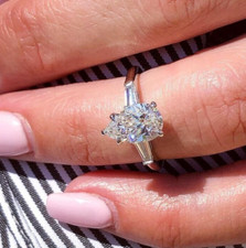 Fancy 2.60Ct Pear Cut Simulated CZ Solitaire Engagement 925 Sterling Silver Ring