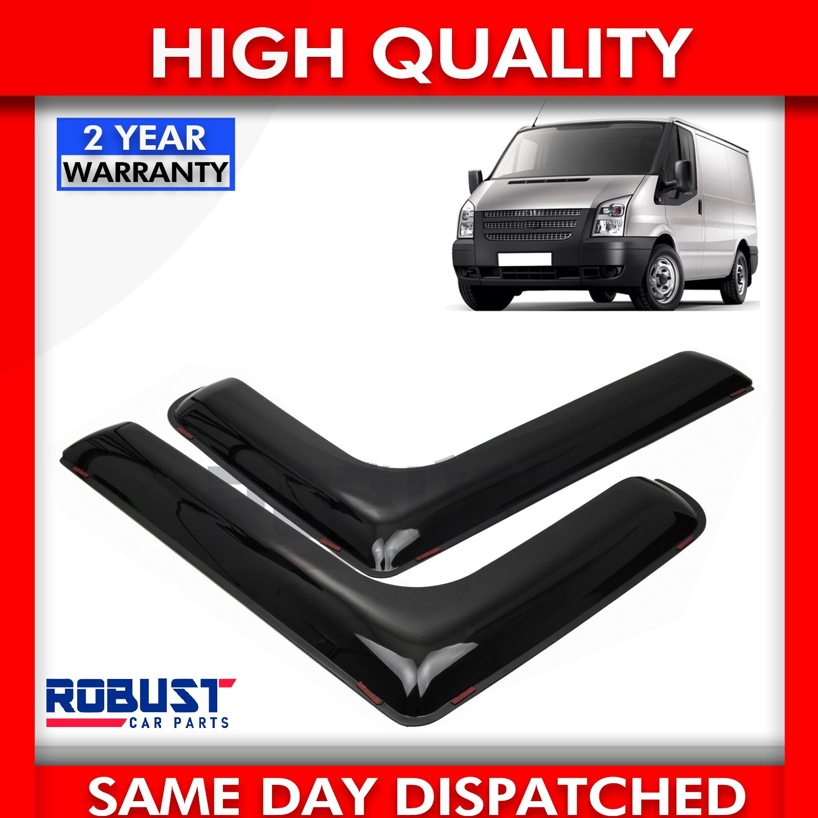 2X FOR FORD TRANSIT MK6 MK7 FRONT WIND RAIN SMOKE DEFLECTORS L SHAPE