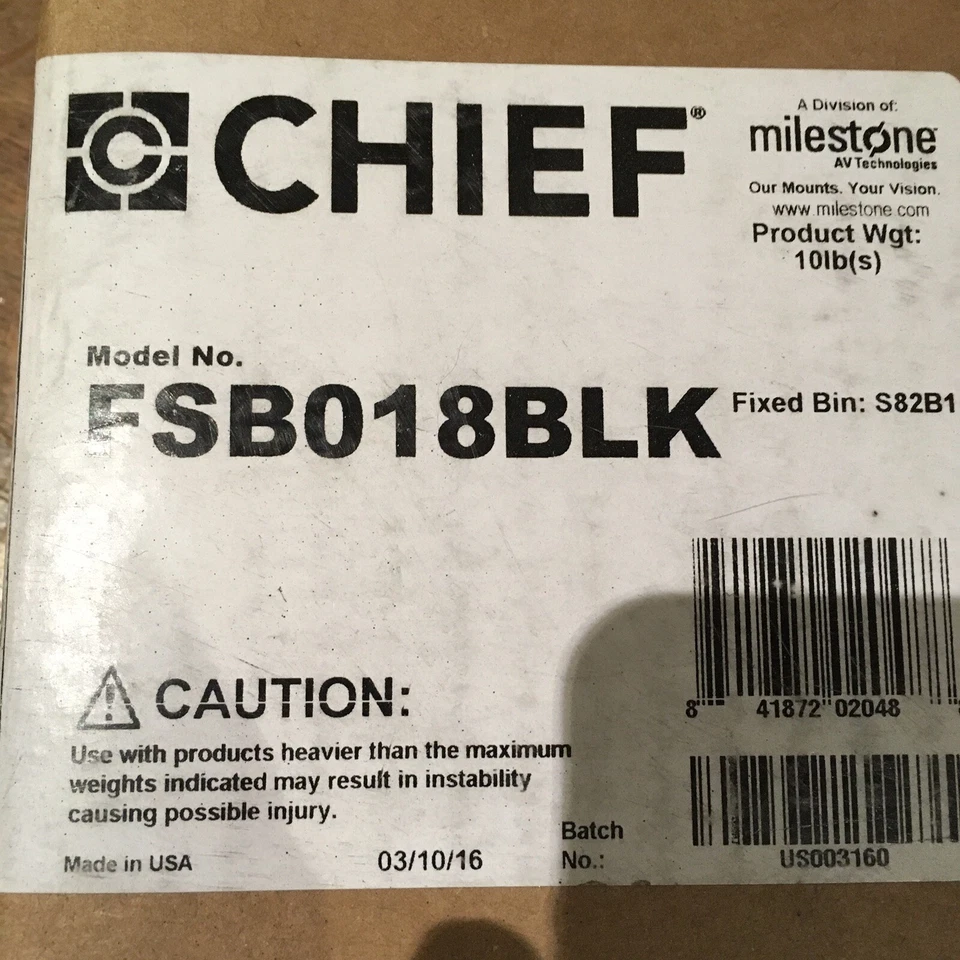 Chief FSB018BLK Small Flat Panel Single Display Table Stand Black 10-18" - Image 3 of 4