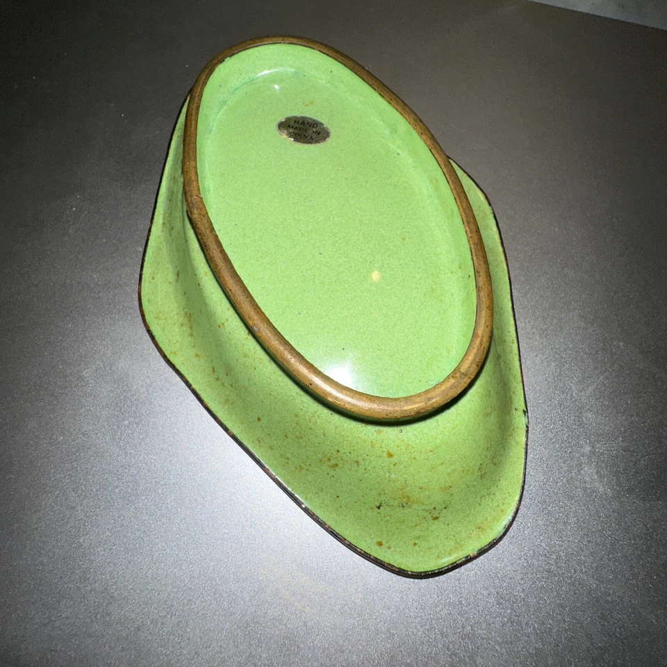 Antiguo plato de cobre esmaltado de exportación chino de principios del siglo XX hecho en China Foto 2 de 4