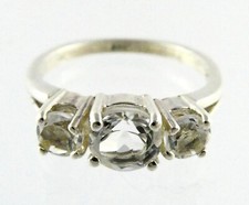 Sterling Silver Triple Colorless Quartz Ring 925 Size 6.5 Weighs 2.6 Grams
