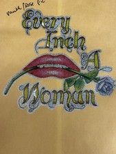 Vintage Every Inch A Woman Iron On Transfer Glitter Flower Lips