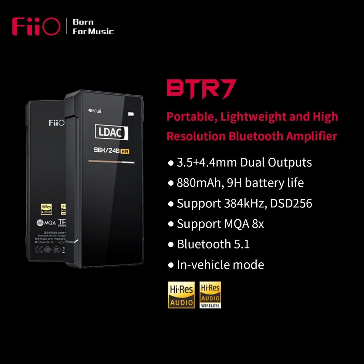 FiiO BTR7 Bluetooth Receiver & USB DAC/DSD CVC 8.0 Headphone FiiO BTR7 Bluetooth Receiver & USB DAC/DSD CVC 8.0 Headphone