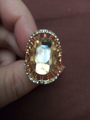 Central obal peach Gem With Ornate Style throngs clear crystal halo Adjustable