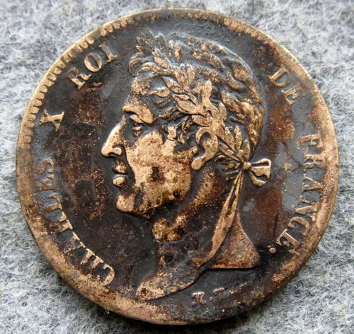 FRENCH COLONIES Guiana CHARLES X 1830 A 5 CENTIMES, BRONZE - Picture 4 of 6